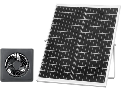 VEVOR Solar Powered Fan, 25W Solar Panel with 220 CFM Airflow, Adjustable Panel Angle, 2030 RPM High-Speed, Flexible Install, Fast Air Exchange for Greenhouse, Grow Tents, Chicken Coops, Shelters