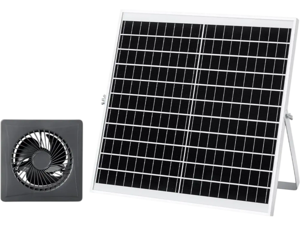 VEVOR Solar Powered Fan, 20W Solar Panel with Battery Storage, 220 CFM Airflow, Adjustable Panel Angle, 2030 RPM High-Speed, Fast Air Exchange for Greenhouse, Grow Tents, Chicken Coops, Shelters