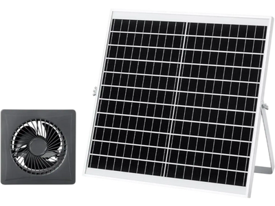 VEVOR Solar Powered Fan, 20W Solar Panel with Battery Storage, 220 CFM Airflow, Adjustable Panel Angle, 2030 RPM High-Speed, Fast Air Exchange for Greenhouse, Grow Tents, Chicken Coops, Shelters