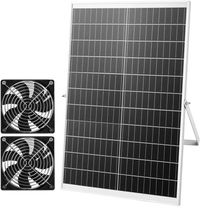 VEVOR Solar Powered Fan, 30W Solar Panel with 2 Fans, Adjustable Solar Panel Angle, 2668 RPM High-Speed, Flexible Installation, Fast Air Exchange for Greenhouse, Grow Tents, Chicken Coops, Shelters