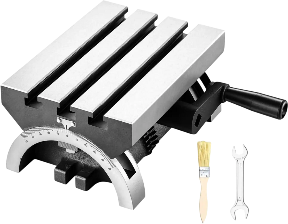 VEVOR Rotary Table 7 x 5 in Tilting Milling Table Heavy Duty Cast Iron Body, Robust & Durable, with 0-45 Degree Left & Right Adjustable, Worm Gear, Precision Scale, for Milling Machine, Drill Press