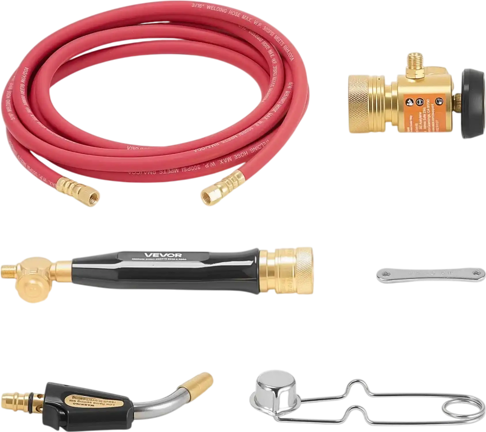 VEVOR Air Acetylene Torch Kit, Acetylene Gas Welding Tool with 11.8FT Rubber Hose, PL-8A Self-Lighting Welding Tip & CGA200 Regulator, Swirl Frame Brazing Torch Kit for Home Industrial Metalworking