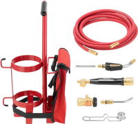 VEVOR Air Acetylene Torch Kit, Acetylene Gas Welding Tool with 11.8FT Rubber Hose, Self-Lighting Welding Tip & CGA200 Regulator, Swirl Frame Brazing Torch Kit with Cylinder Stand for Metalworking