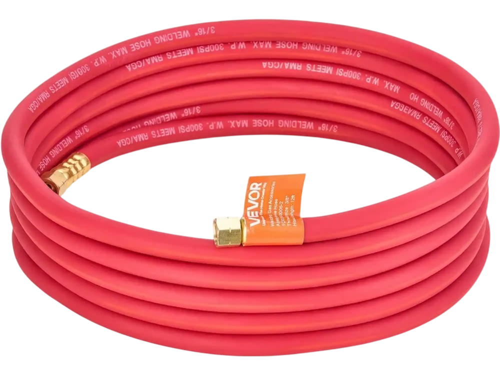 VEVOR Air Acetylene Torch Hose, 3/16-Inch x 12FT Acetylene Welding Hose with 3/8"-24 LH A-Type Fittings, AH-12 R Grade Welding Torchs Hose Compatible with AR-B/AR-MC Regulators