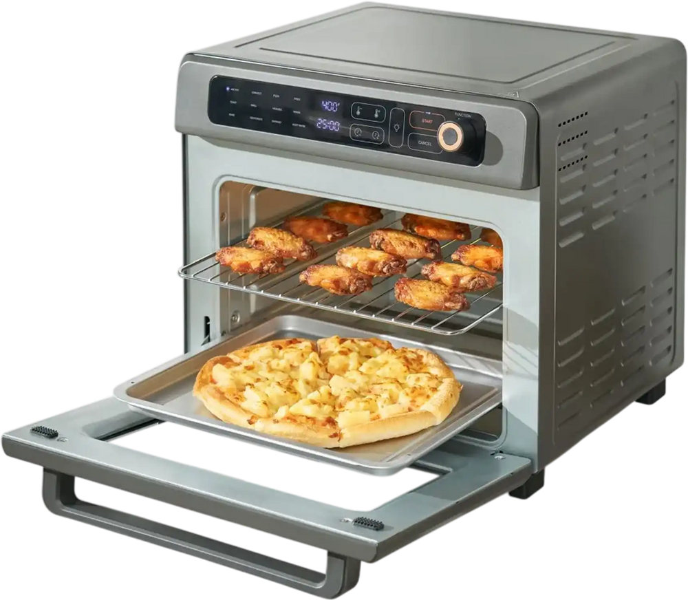 VEVOR 12-IN-1 Air Fryer Toaster Oven, 25L Convection Oven, 1700W Stainless Steel Toaster Ovens Countertop Combo with Grill, Pizza Pan, Gloves, 12 Slices Toast, 12-inch Pizza, Home and Commercial Use