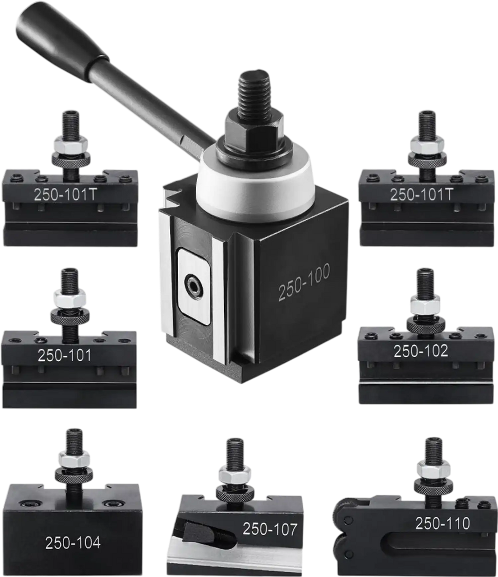 VEVOR Quick Change Tool Post Set, 8 Pcs, Includes Lathe Tool Holders, Wedge Type Tool Post with Turning Tool Holder Accessories, Fit for Mini Lathe & Metal Lathe 6"-12" Swing, Durable Steel Material