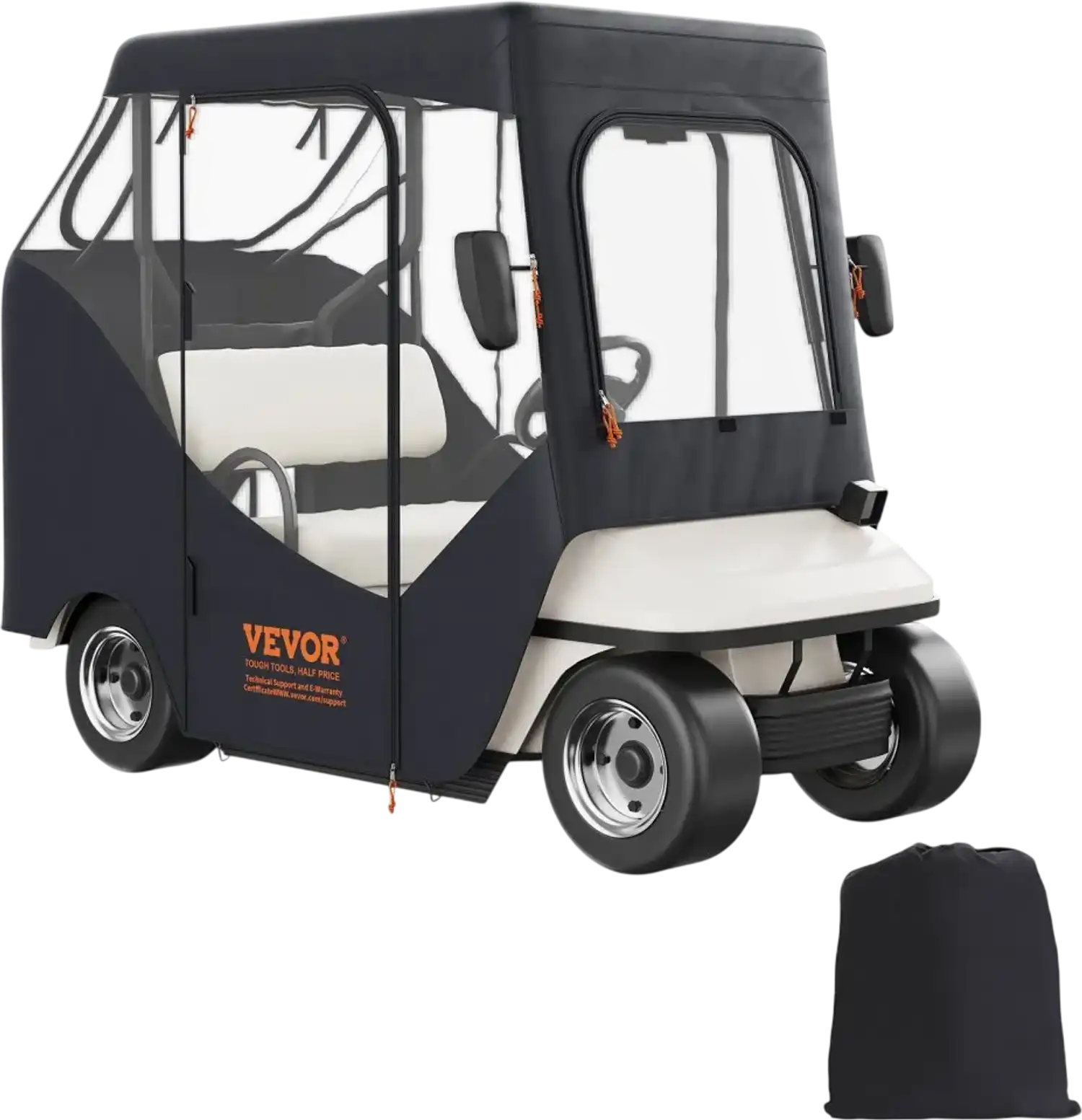Vevor Golf Cart Enclosure 2-Passenger 600D Polyester Cover with 4-Sided Transparent Windows New