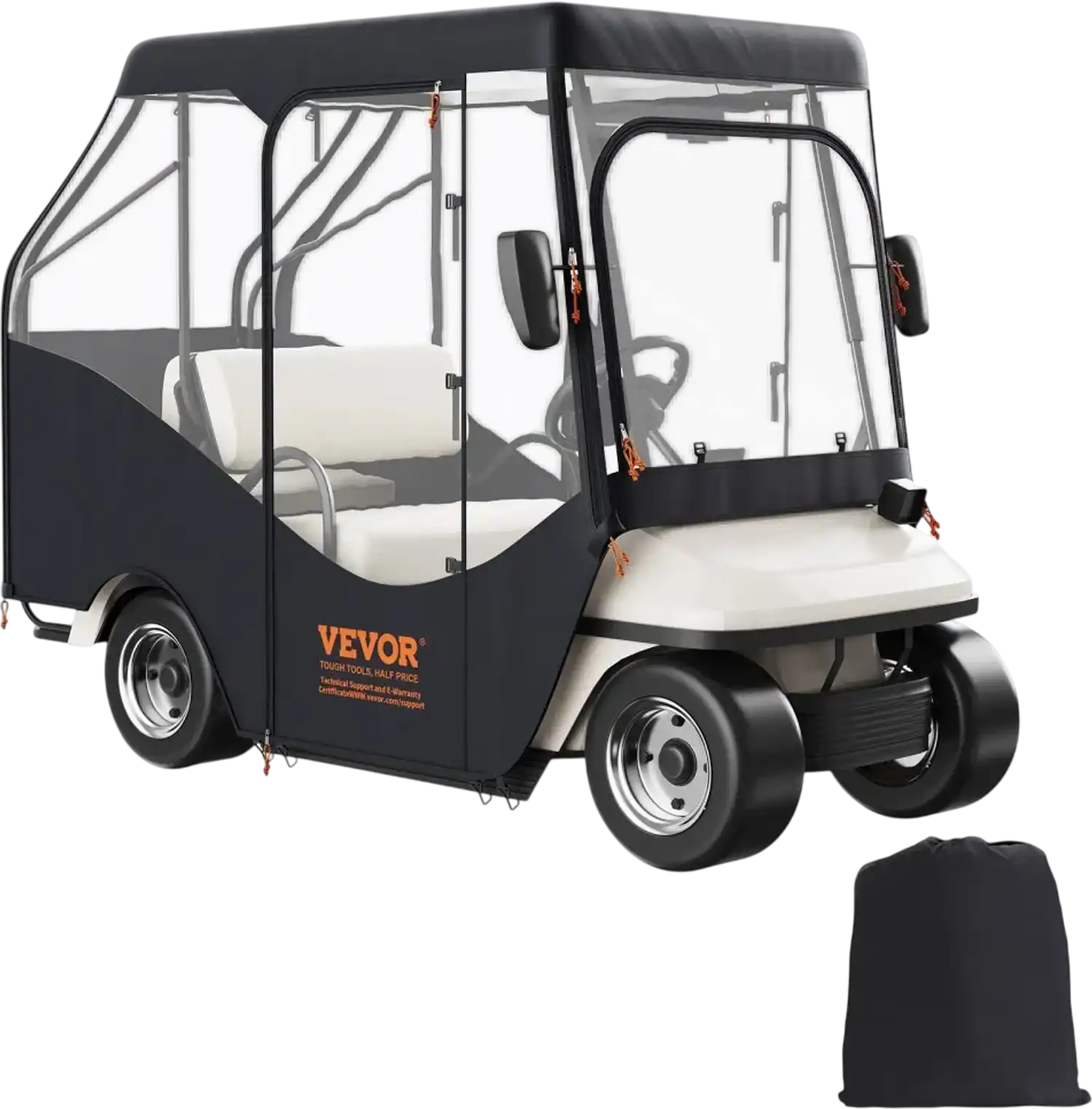 Vevor Golf Cart Enclosure 4-Passenger 420D Polyester Cover with 4-Sided Transparent Windows New