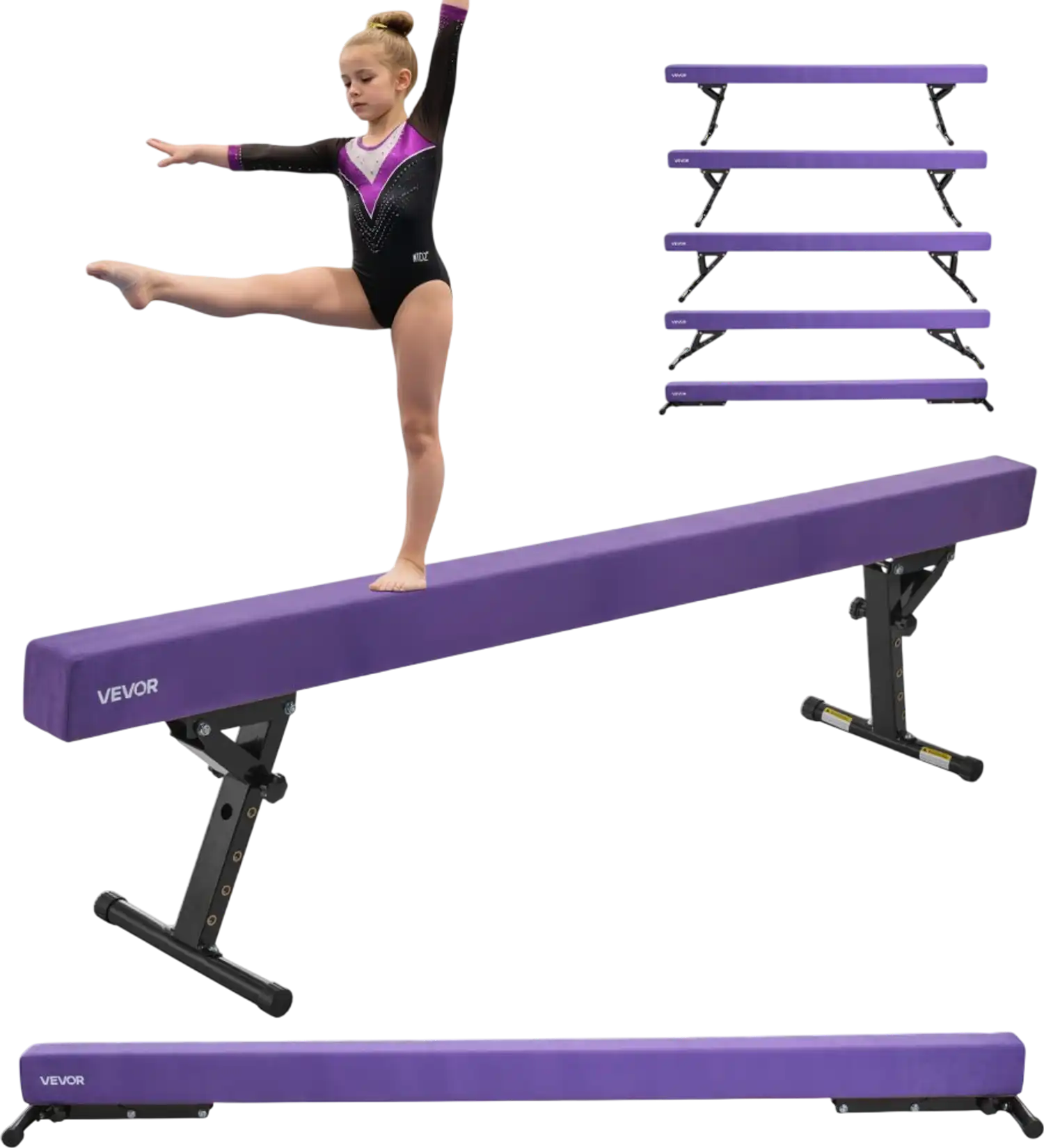 Vevor Balance Beam 8' Adjustable Gymnastics Beam Purple New