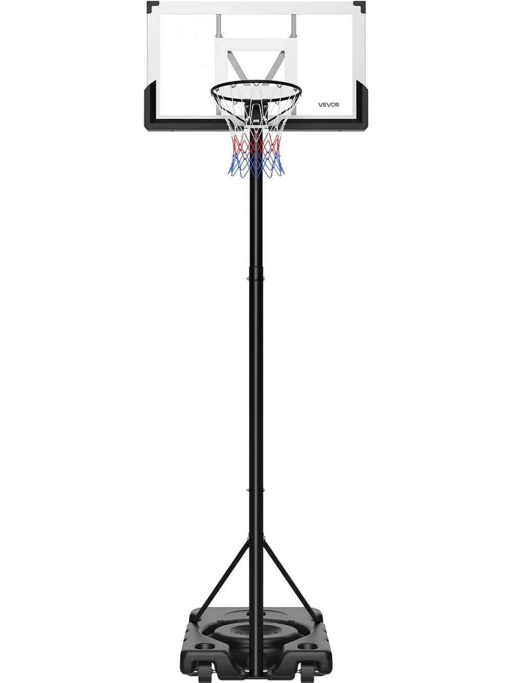 VEVOR Portable Basketball Stand, 10 ft Height Adjustment Basketball Hoop & Goal, Portable Basketballs Hoop with 48 inch PC Backboard & Wheels for Kids, Teens, Adults in Driveways, Pools, Schools