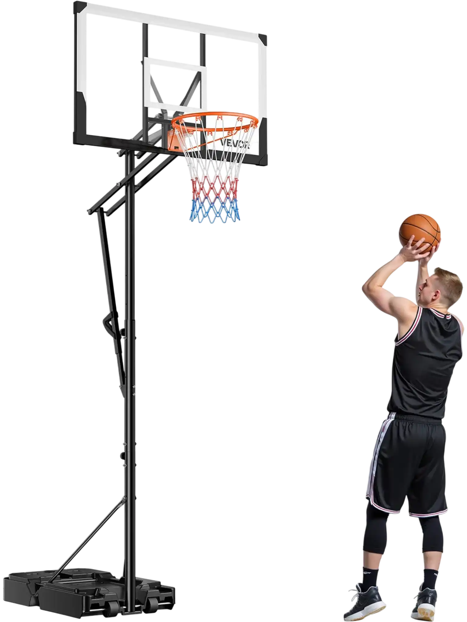 Vevor Portable Basketball Hoop 10' Adjustable Height 48