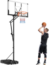 VEVOR Portable Basketball Stand, 5.25 to 10 ft Height Adjustment Basketball Hoop & Goal, Portable Basketballs Hoop with 48 inch PC Backboard & Wheels for Kids, Teens, Adults in Driveways, Pools
