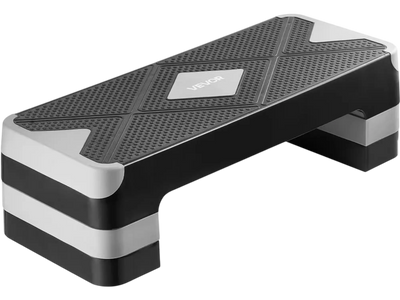 VEVOR Aerobic Exercise Step Platform, 28-Inch Workout Aerobic Stepper, Height Adjustable Fitness Training Step Deck Trainer with 4 Risers, Non-Slip Surface Bench for Home Gym Cardio Strength, Gray