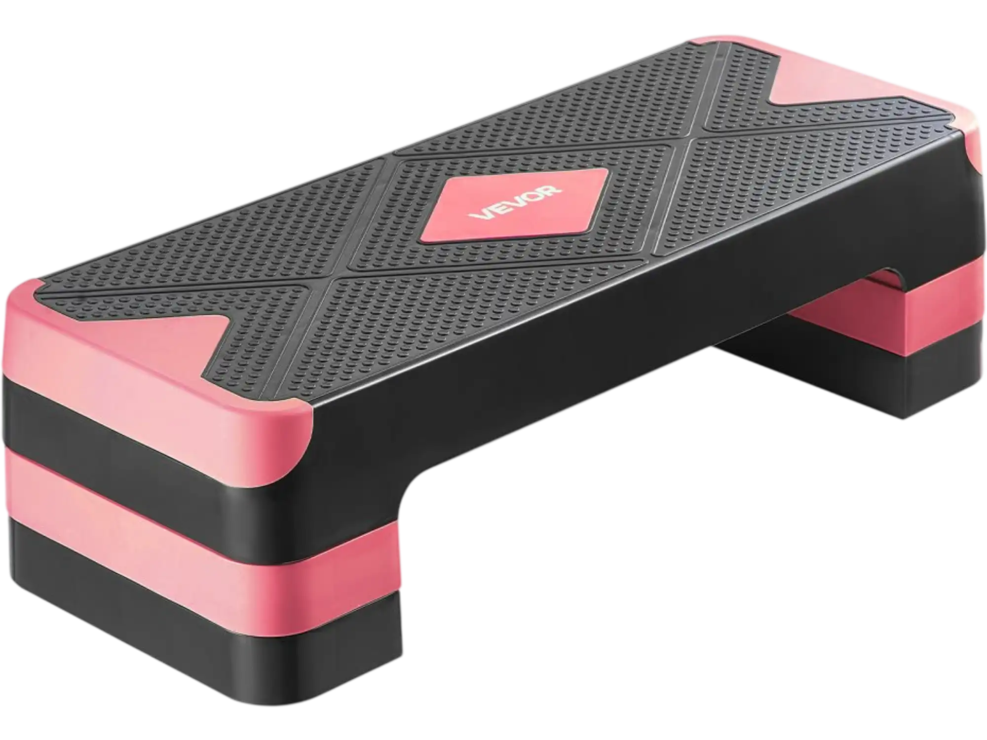 Vevor Step Platform Height Adjustable Aerobic Exercise Stepper with 4 Risers Red New