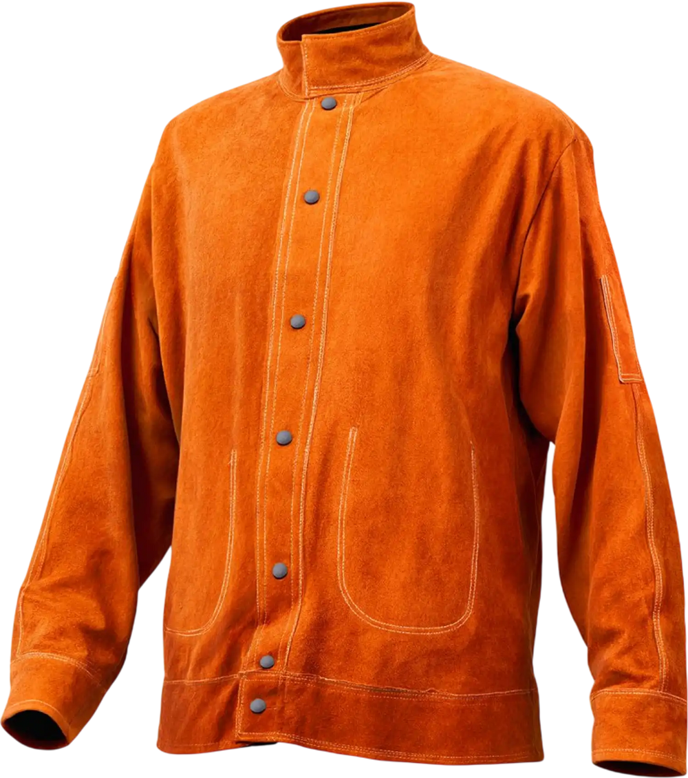 VEVOR Leather Welding Jacket, Heavy Duty Cowhide Flame Resistant Welding Coat, Waterproof Heat-Resistant Safety Jacket with 4 Pockets & Adjustable Cuffs for Welders Steelworks - XXL Size