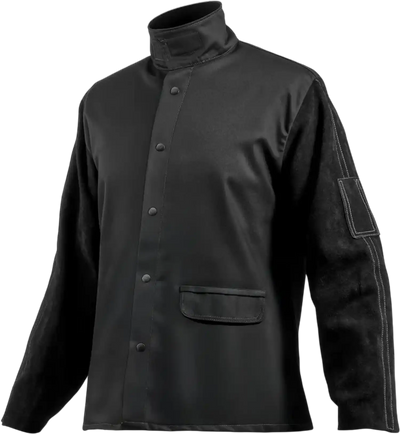 Vevor Welding Jacket Flame-Resistant Cowhide Leather Sleeves Black M New