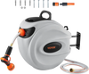 VEVOR Retractable Hose Reel, 115 ft x 1/2 inch, 180° Swivel Bracket Wall-Mounted, Garden Water Hose Reel with 9-Pattern Nozzle, Automatic Rewind, Lock at Any Length, and Slow Return System