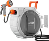 VEVOR Retractable Garden Hose Reel, 1/2 Inch x 145 ft Wall Mounted Hose Reel, Heavy Duty Garden Hose Reel with 9 Patterns Nozzle, Any Length Lock, Upgraded Slow Return System and 180°Swivel Bracket