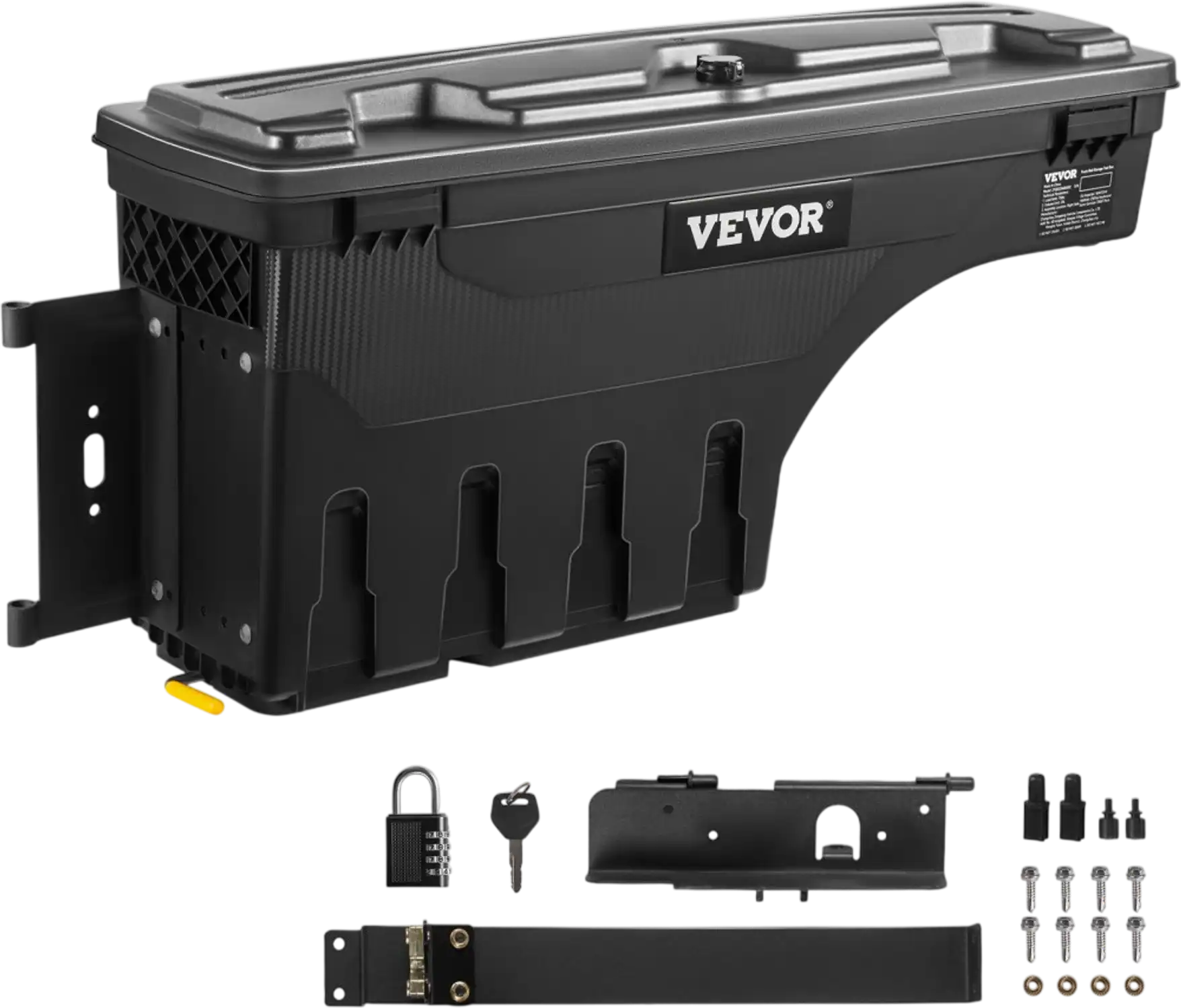 Vevor Truck Bed Storage Box Lockable Waterproof ABS Wheel Well Toolbox for Tundra 2007-2021 Driver Side Black New