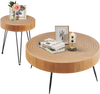 VEVOR 2 Pieces Round Coffee Tables Sets, 31.3 in Industrial Living Room Table with 1 End Side Table, Easy Assembly Coffee and End Tables Sets with Metal Legs, for Office, Living Room and Apartment