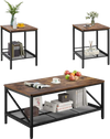 VEVOR 3 Pieces Living Room Table Sets, 41.3 in Industrial Coffee Table with 2 Square End Side Tables, Easy Assembly Coffee and End Tables Sets with Metal Legs, for Office, Living Room & Apartment