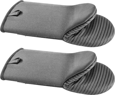 VEVOR Oven Mitts, Mini Oven Mitt Set with Non-Slip Silicone Strips, High Heat Resistant to 500℉, Lightweight Cotton Baking Mitts 13.07 x 6.1 inch with 2 No-Marks Hooks for Home, Kitchen, 2 Piece