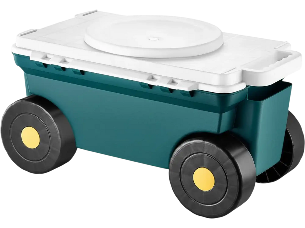 VEVOR Garden Scooter with Seat, 2 in 1 Rolling Garden Cart with Storage Bin, Supports up to 227 lbs, Outdoor Wagon with Handle, Lightweight Storage Gardening Stool for Yard Weeding Planting