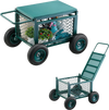 VEVOR Rolling Garden Cart with Seat, Metal Rolling Garden Work Seat with Wheels, Supports up to 400 LBS, Heavy Duty Gardening Cart Scooter, Outdoor Wagon & Stool on Wheels for Lawn, Patio, Backyard