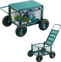 VEVOR Rolling Garden Cart with Seat, Metal Rolling Garden Work Seat with Wheels, Supports up to 400 LBS, Heavy Duty Gardening Cart Scooter, Outdoor Wagon & Stool on Wheels for Lawn, Patio, Backyard