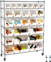 VEVOR 7-Tier Rolling Bin Storage Rack, 26 Organizer Bins, Bin Rack Storage Steel Wire Shelving System with Wheels, Mobile Tool Organizer for Garage, Warehouse, Office, Restaurant, Classroom, Kitchen