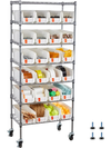 VEVOR 7-Tier Rolling Bin Storage Rack, 24 Small Bins, Bin Rack Storage Steel Wire Shelving System with Wheels, Mobile Tool Organizer for Garage, Warehouse, Office, Restaurant, Classroom, Kitchen