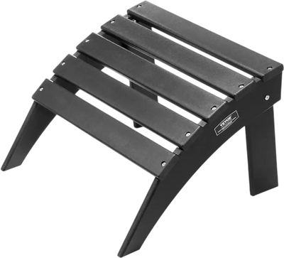 VEVOR Adirondack Ottoman, 18.7L x 19.7W x 13H Inch HDPE Plastic Folding Adirondack Ottoman, Weather-Resistant Foot Rest for Adirondack Chair, Widely Used for Outside Porch Pool Lawn Backyard, Black