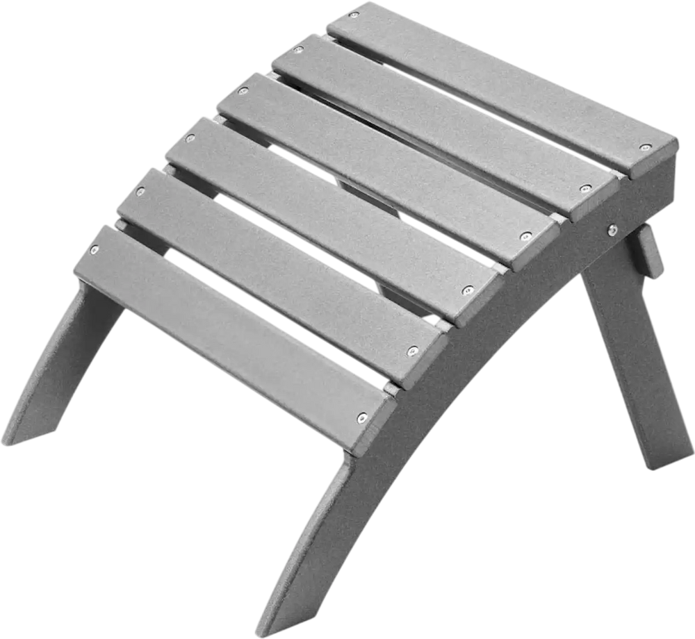VEVOR Adirondack Ottoman, 21.5L x 18.9W x 14.8H Inch HDPE Plastic Folding Adirondack Ottoman, Weather-Resistant Foot Rest for Adirondack Chair, Widely Used for Outside Porch Pool Lawn Backyard, Gray