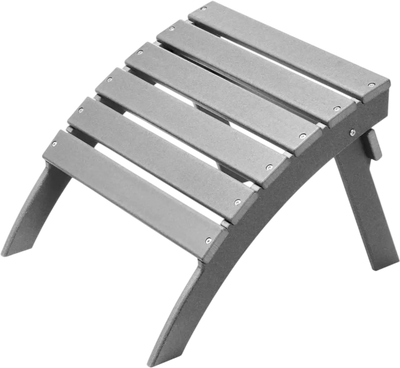 VEVOR Adirondack Ottoman, 21.5L x 18.9W x 14.8H Inch HDPE Plastic Folding Adirondack Ottoman, Weather-Resistant Foot Rest for Adirondack Chair, Widely Used for Outside Porch Pool Lawn Backyard, Gray