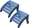 VEVOR Adirondack Ottoman Set of 2, 18.7L x 18.9W x 13.8H Inch HDPE Plastic Folding Adirondack Ottoman, Weather-Resistant Foot Rest for Adirondack Chair, Used for Outside Porch Pool Lawn Backyard, Blue