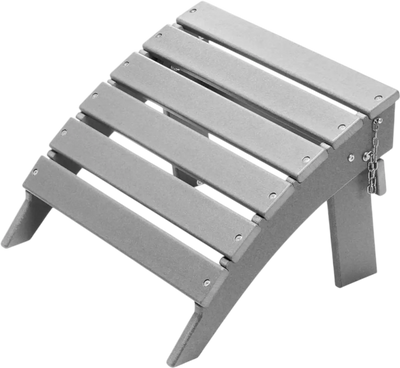 VEVOR Adirondack Ottoman, 16.9L x 18.9W x 13H Inch HDPE Plastic Folding Adirondack Ottoman, Weather-Resistant Foot Rest for Adirondack Chair, Widely Used for Outside Porch Pool Lawn Backyard, Gray