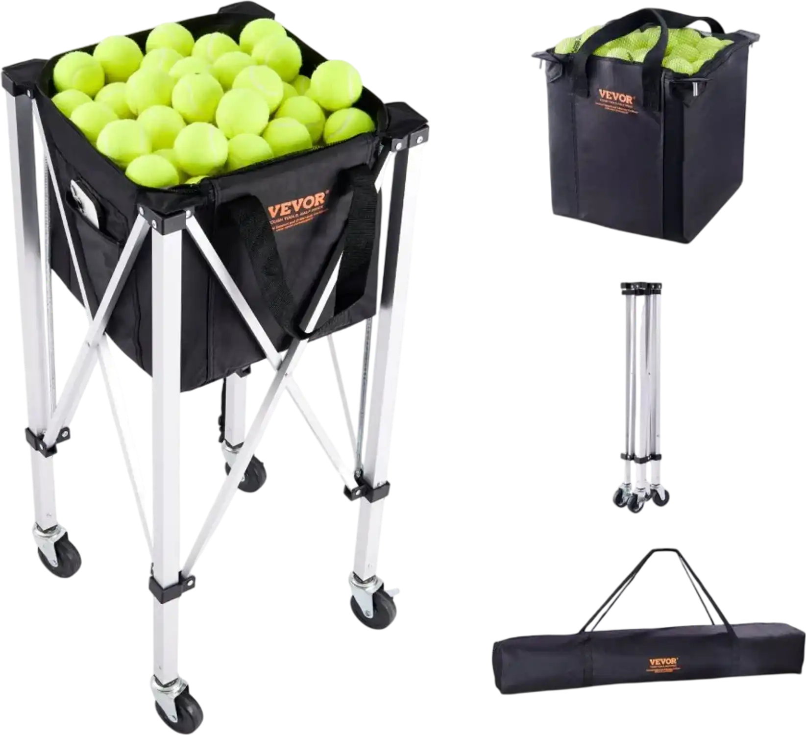 Vevor Tennis Ball Hopper Foldable Basket Cart with Wheels New