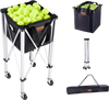 VEVOR Foldable Tennis Ball Hopper, Holds 150 Tennis Balls, Lightweight Aluminum Alloy Tennis Ball Basket Cart with Wheels, Removable Bag, Carry Bag, Portable Sports Teaching Cart for Tennis Player