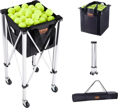 Vevor Tennis Ball Hopper Foldable Basket Cart with Wheels New