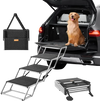 VEVOR Dog Stair for Cars, Wide 4-step Dog Car Steps, Folding Dog Car Ramp with Nonslip Surface, Portable Pet Steps Lightweight Aluminum for Car, SUV and Truck, Supports up to 250 lbs