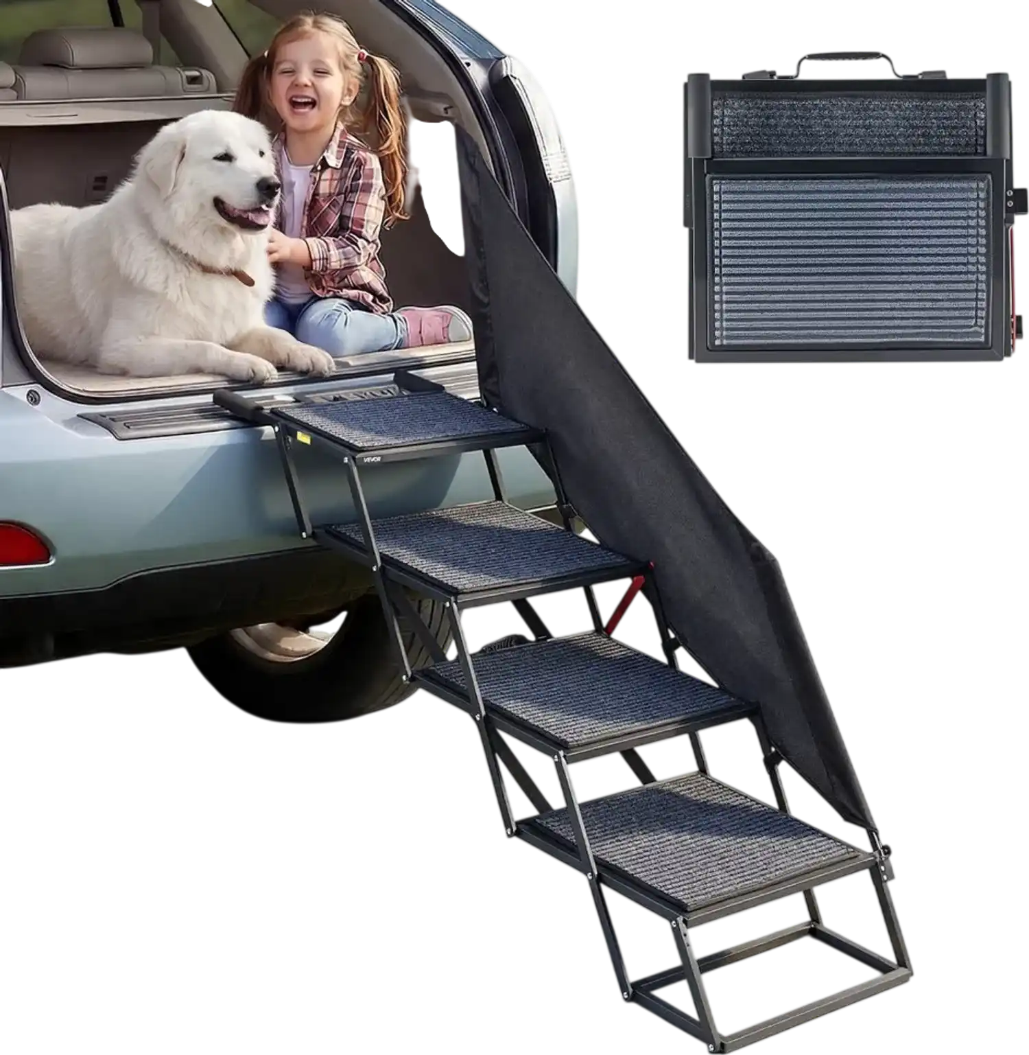 Vevor Dog Stairs 4-Step Foldable Pet Ladder for Car SUV Truck New