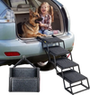 VEVOR Dog Stairs for Car, 4 Steps Extra Wide Foldable Dog Ramp for Large Dogs with Non-Slip Rug Surface, Portable Lightweight Pet Ladder for Car, SUV, Truck, High Beds, Sofas, Support up to 200 lbs