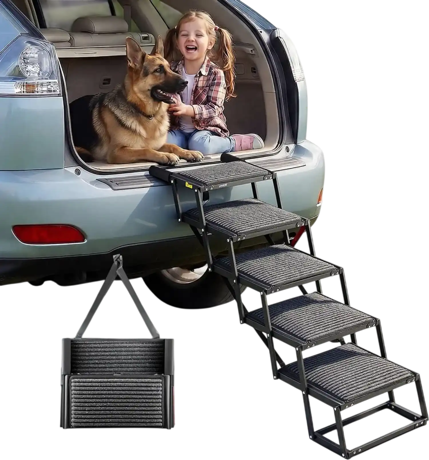 Vevor Dog Stairs 5-Step Foldable Pet Ladder for Car SUV Truck 200 lbs New