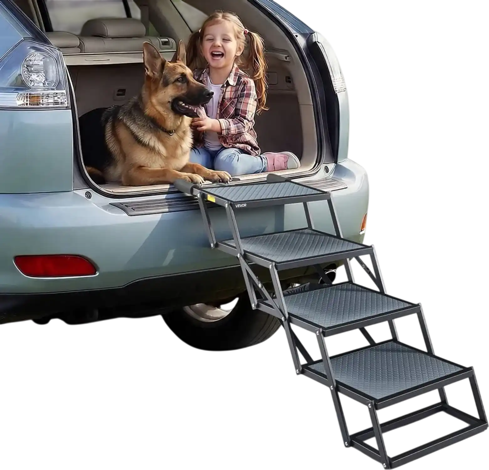 Vevor Dog Stairs 4-Step Foldable Non-Slip Pet Stairs for Car SUV Truck Bed Sofa 400 lbs New