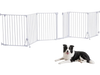 VEVOR Freestanding Dog Gate 32" Tall 6-Panel Foldable Metal Pet Gate White, For Stairs Doorways, Dual-Triangle Support, Sturdy Metal Construction, Freestanding or Wall Mount, Flexible Shapes, Easy Fit
