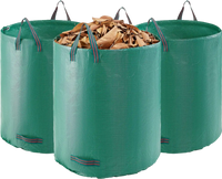 VEVOR 3-Pack 72 Gallon Reusable Yard Waste Bag, Large Lawn Garden Bags, Heavy Duty Collapsible Garden Leaf Trash Container, Stand-Up Grass Clipping Bin, with Reinforcement Ring and Handles, 26.4x30 in