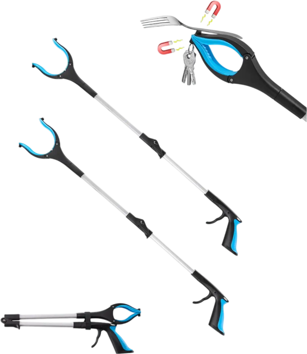 VEVOR Grabber Reacher Tool, 2-Pack 34" Foldable Reacher Grabber Pickup Tool with 360° Rotating Wide Jaw and Dual-Sided Magnet, Lightweight Grabber Reacher Tool for Seniors, Trash Picker Upper Grabber