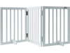 VEVOR Free Standing Dog Gate, 24" H x 60" W Freestanding Pet Gate, 3 Panels Foldable Dog Gate for Wide and Narrow Passageways, Expandable Dog Barrier with Silent Foot Support for Indoor, White