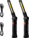 VEVOR Rechargeable LED Work Light, 1200 mAh, Magnetic Mechanic Flashlight with Magnetic Base, 360° Rotation, 5 Lighting Modes, Foldable Grill Lamp for Mechanics, Car Repairs, Home, Emergency (2 Pack)