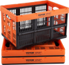 VEVOR Plastic Collapsible Storage Basket, 45L 3 Packs, Folding Stackable Storage Containers/Bins with Handles, Large Heavy Duty Containers for Clothes, Toys, Books, Snack, Shoes and Grocery Organizing